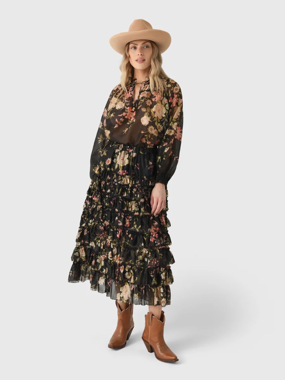 Sea NY Jolie Floral Print Multi Midi Skirt